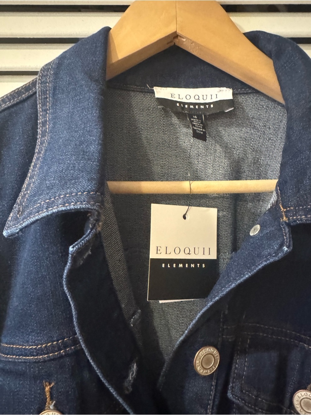 Eloquii Indigo Denim Jacket with Button Front - Picture 2 of 4